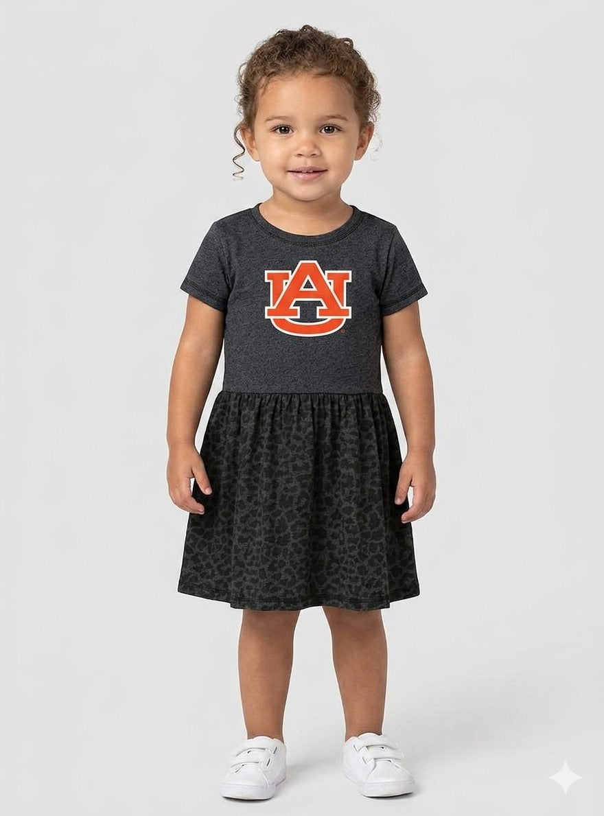 Auburn Tigers Toddler Dress - Smoke/Black Leopard
