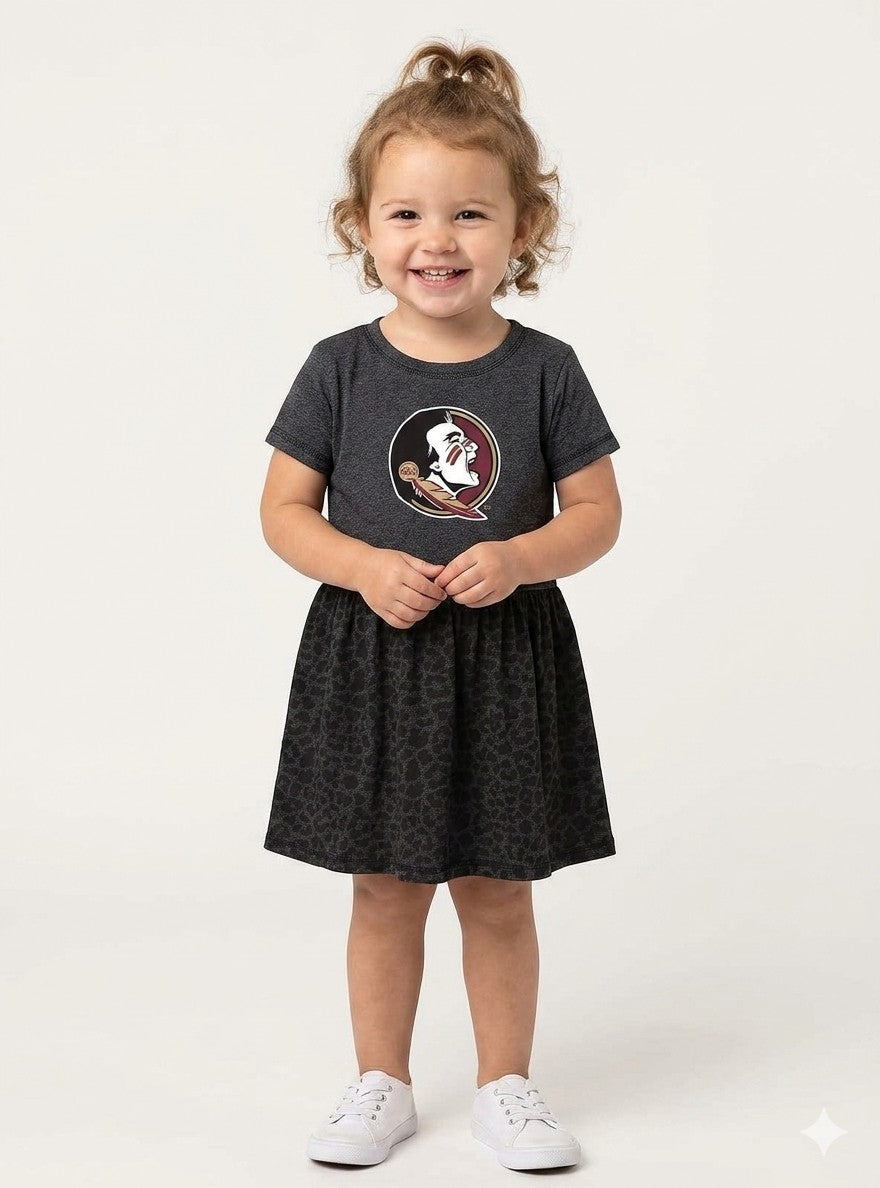 Florida State Seminoles Toddler Dress - Smoke/Black Leopard