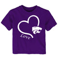 Kansas State Wildcats Love Heart Baby/Toddler/Youth T-Shirt