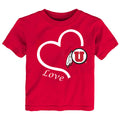 Utah Utes Love Heart Baby/Toddler/Youth T-Shirt