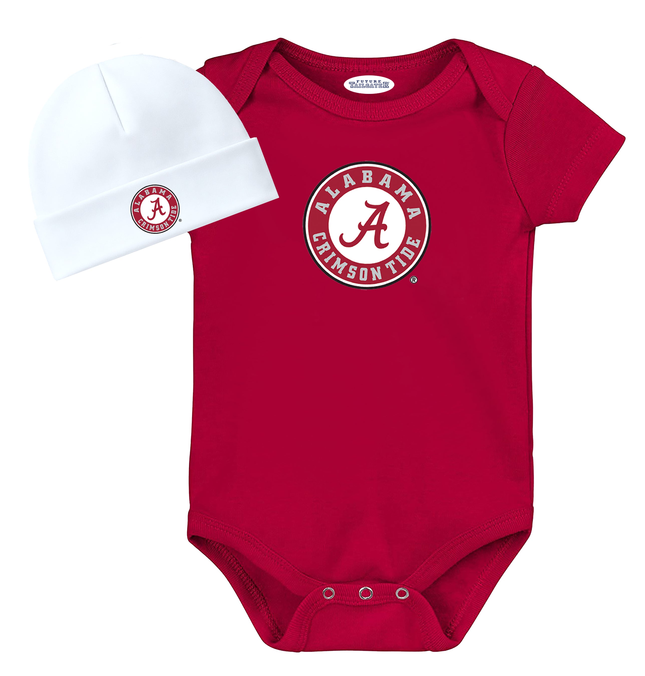 Alabama Crimson Tide LOGO Baby Onesie and Cap Set