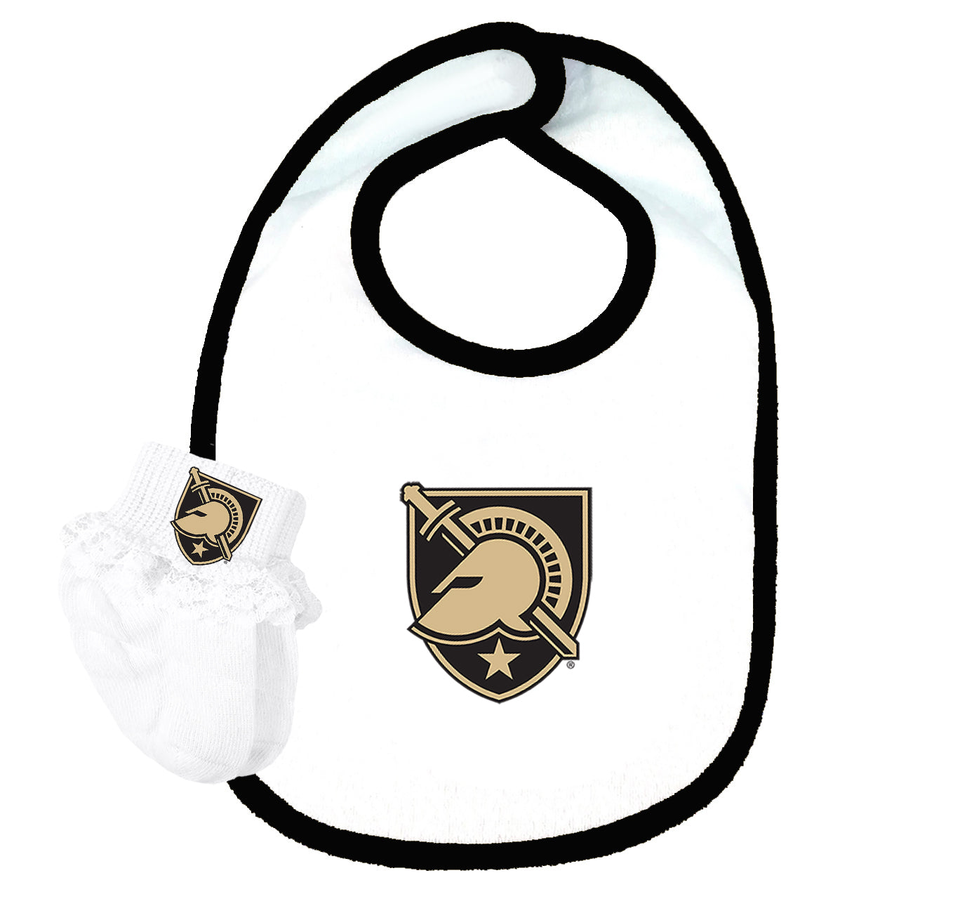Army Black Knights Baby Bib and Socks Set