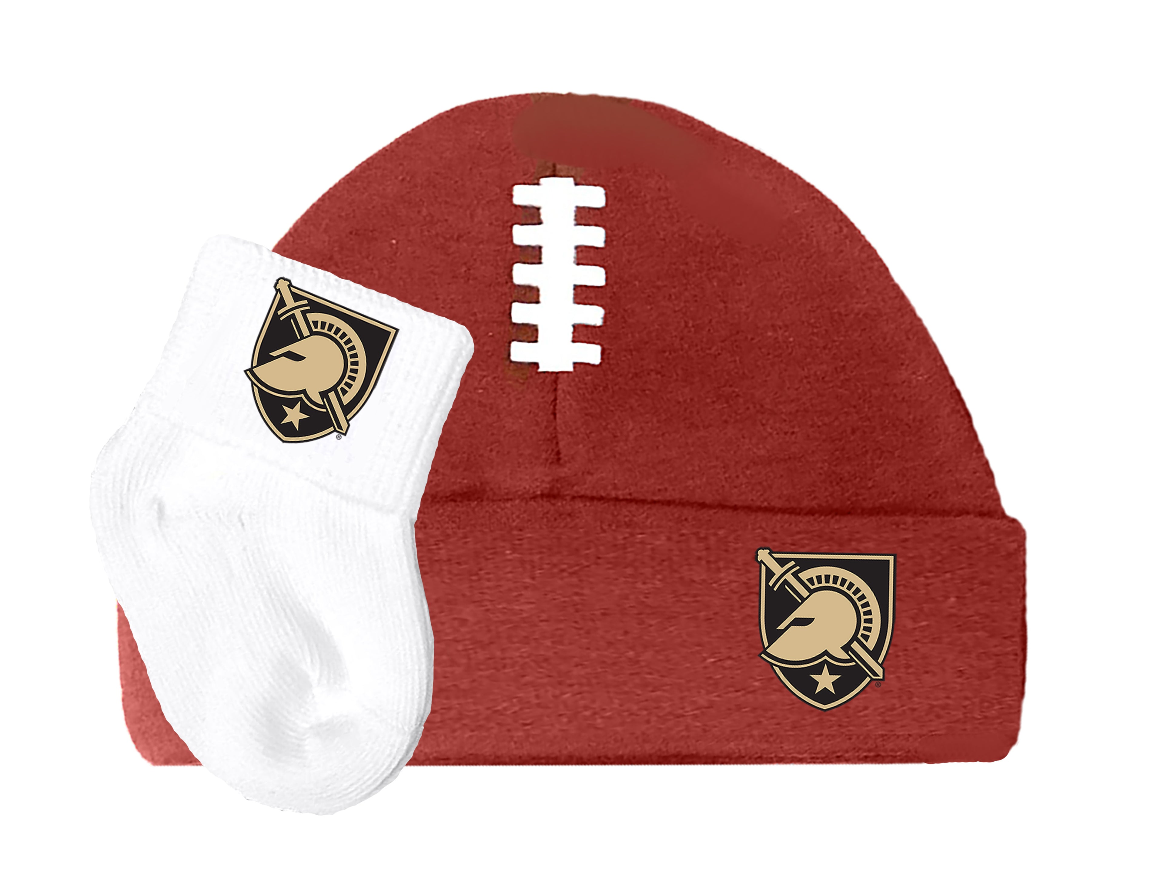 Army Black Knights Baby Brown Football Cap and Socks Set 0-9 Months