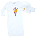 Arizona State Sun Devils LOGO Baby Layette Gown and Cap Set - White