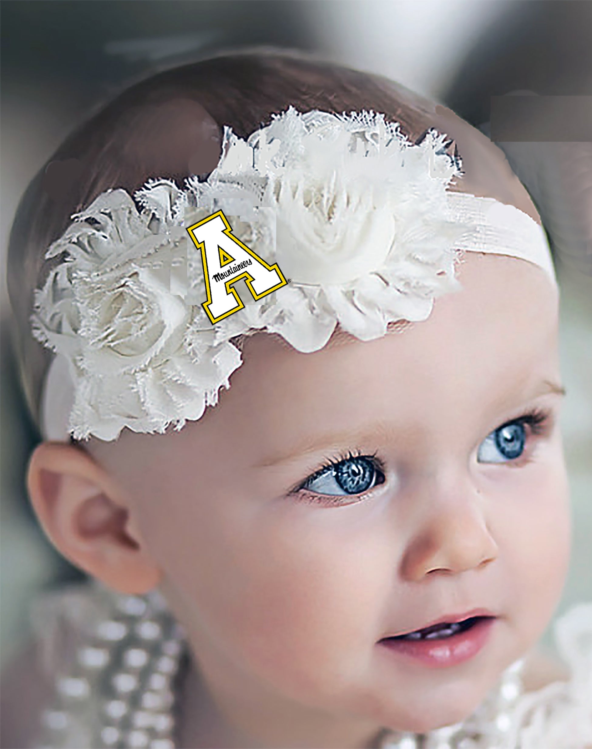 Appalachian State Mountaineers Baby/Toddler Shabby Flower Hair Bow Headband