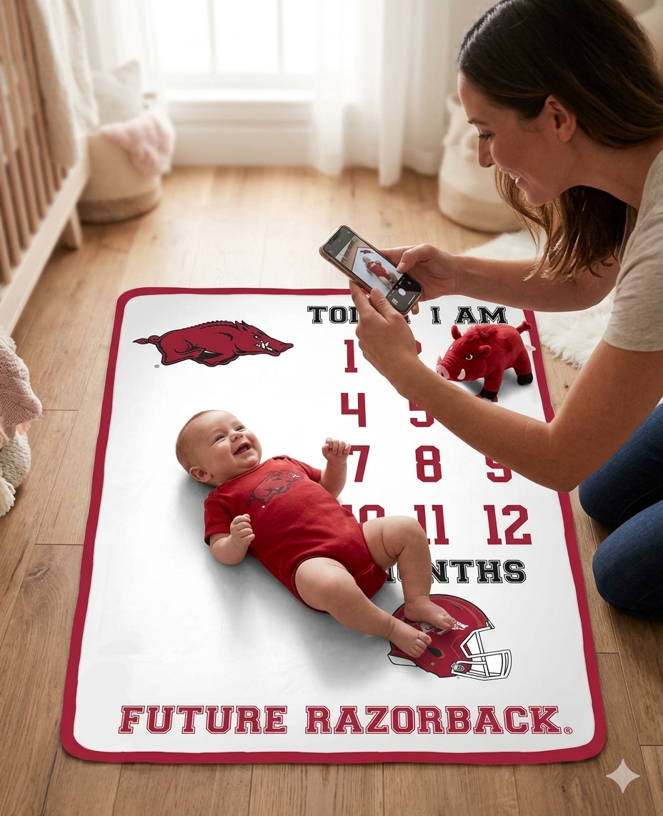 Arkansas Razorbacks Baby Milestone Blanket