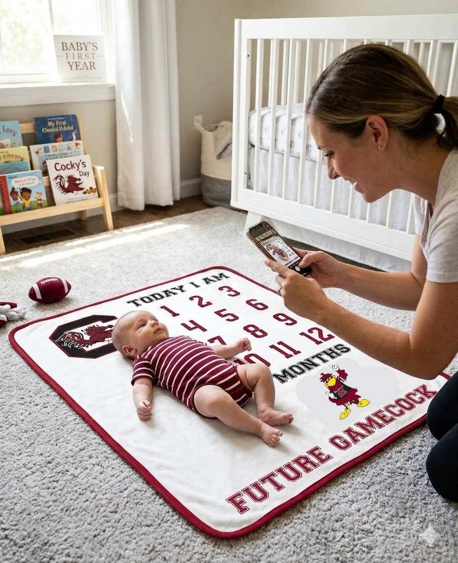 South Carolina Gamecocks Baby Milestone Blanket