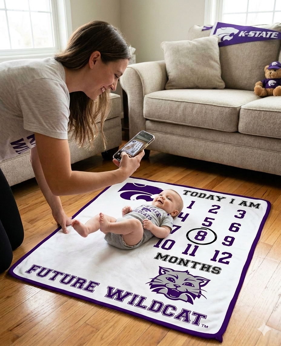 Kansas State Wildcats Baby Milestone Blanket