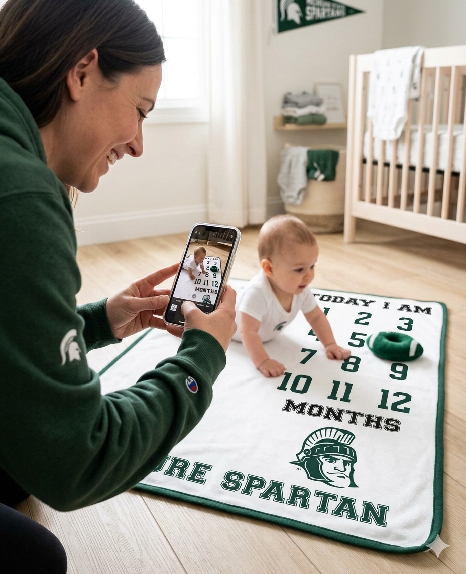 Michigan State Spartans Baby Milestone Blanket