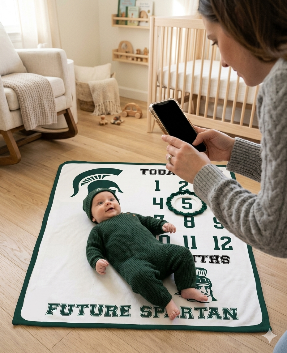 Michigan State Spartans Baby Milestone Blanket
