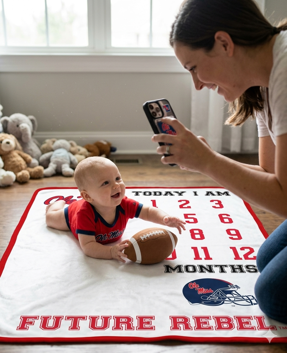 Ole Miss Rebels Baby Milestone Blanket