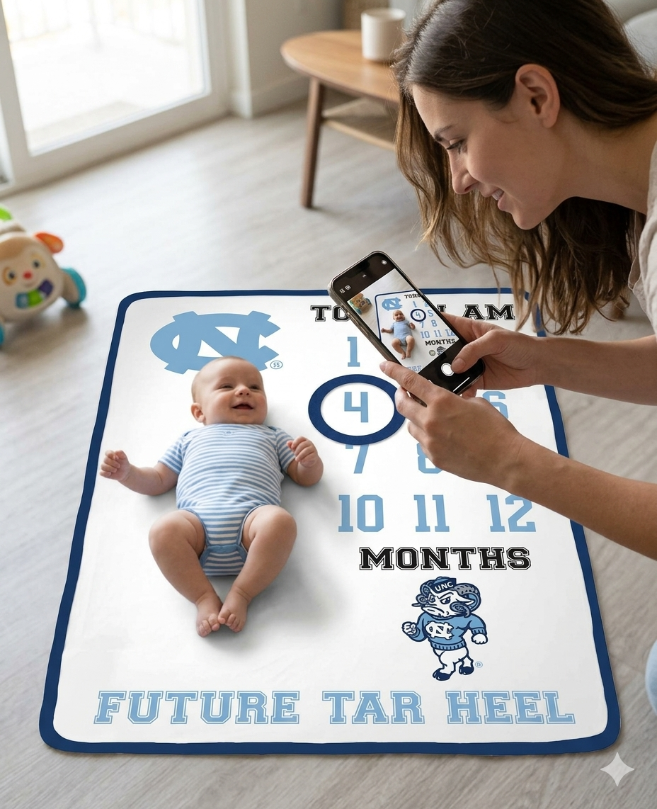 North Carolina Tar Heels Baby Milestone Blanket