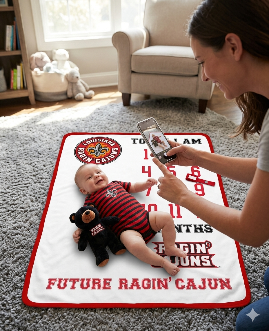 Louisiana Ragin' Cajuns Baby Milestone Blanket