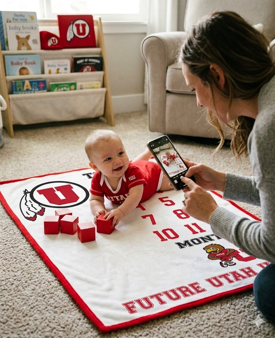 Utah Utes Baby Milestone Blanket