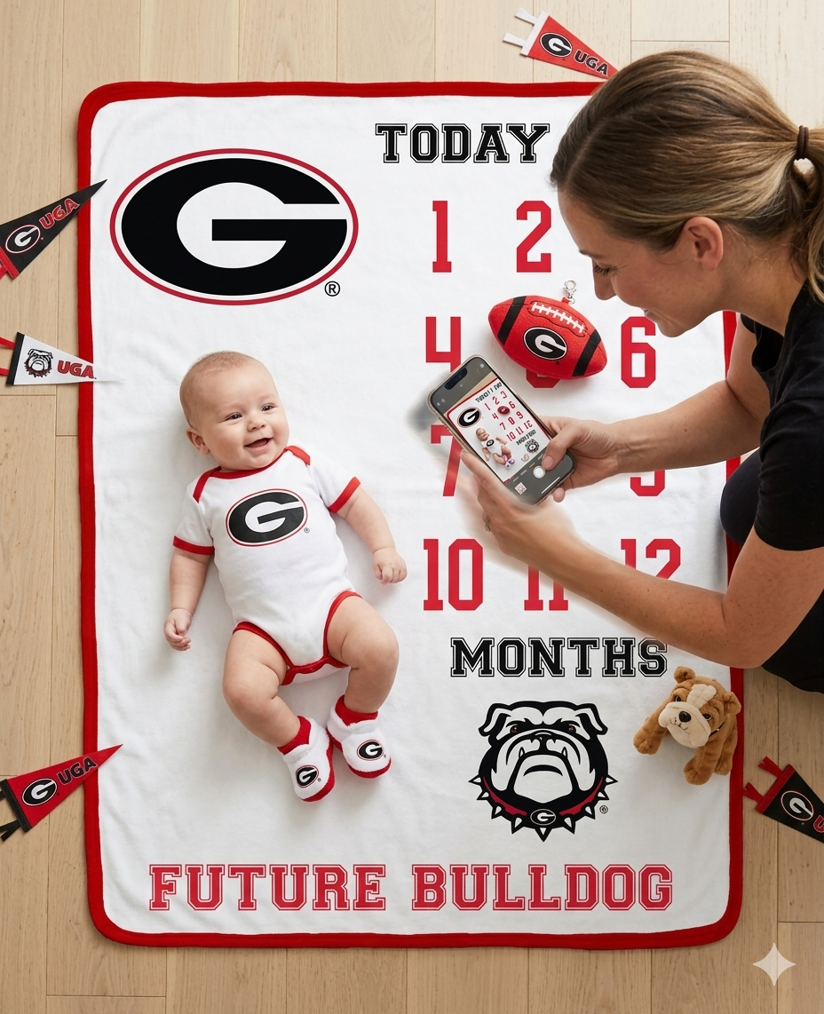 Georgia Bulldogs Baby Milestone Blanket