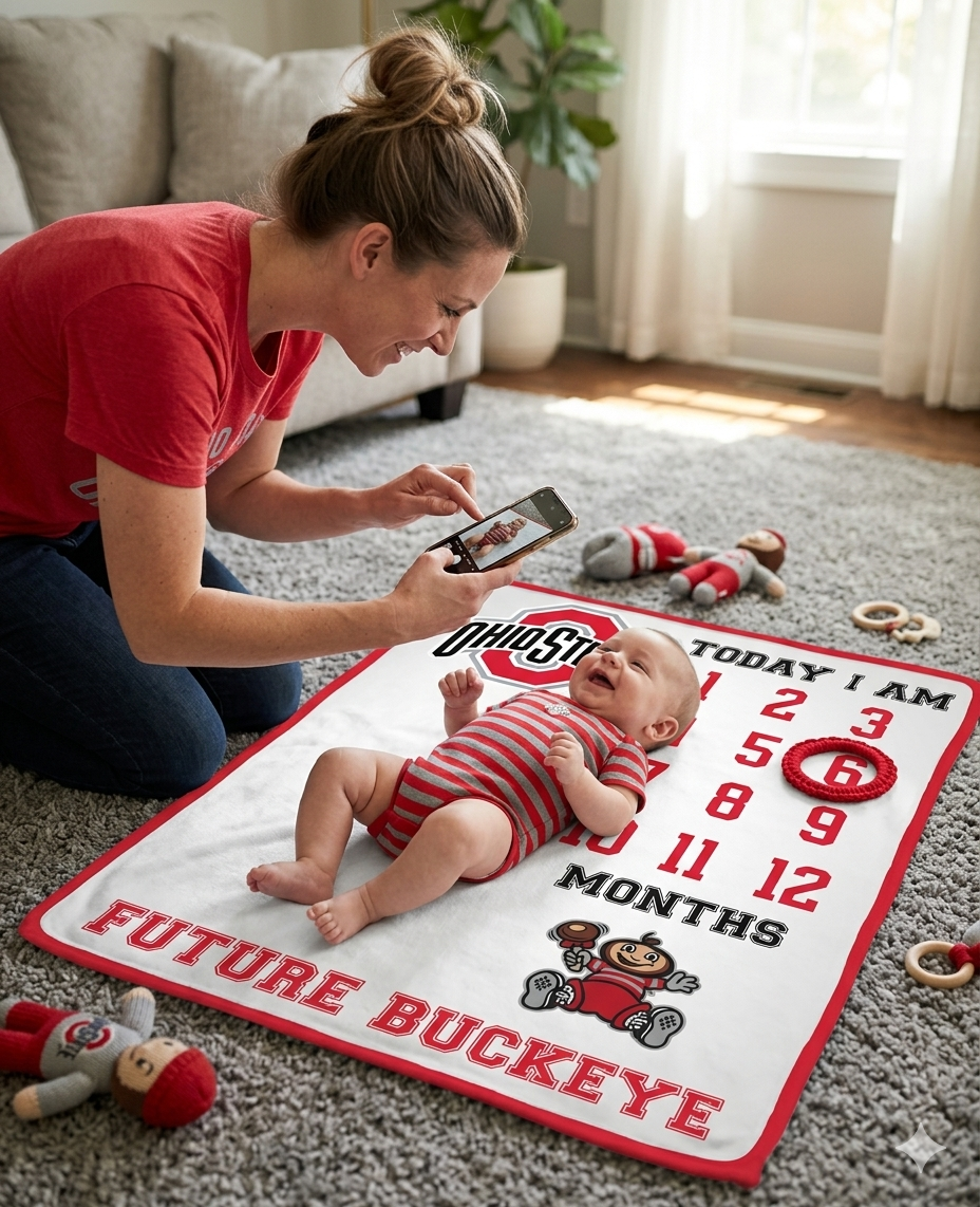 Ohio State Buckeyes Baby Milestone Blanket