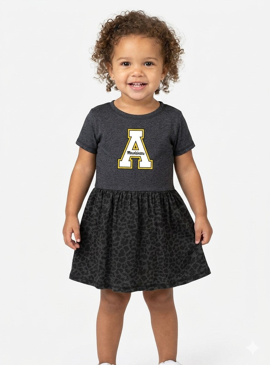 Appalachian State Mountaineers Toddler Dress - Smoke/Black Leopard