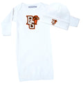 Bowling Green St. Falcons LOGO Baby Layette Gown and Cap Set - White