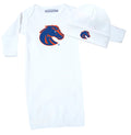 Boise State Broncos LOGO Baby Layette Gown and Cap Set - White