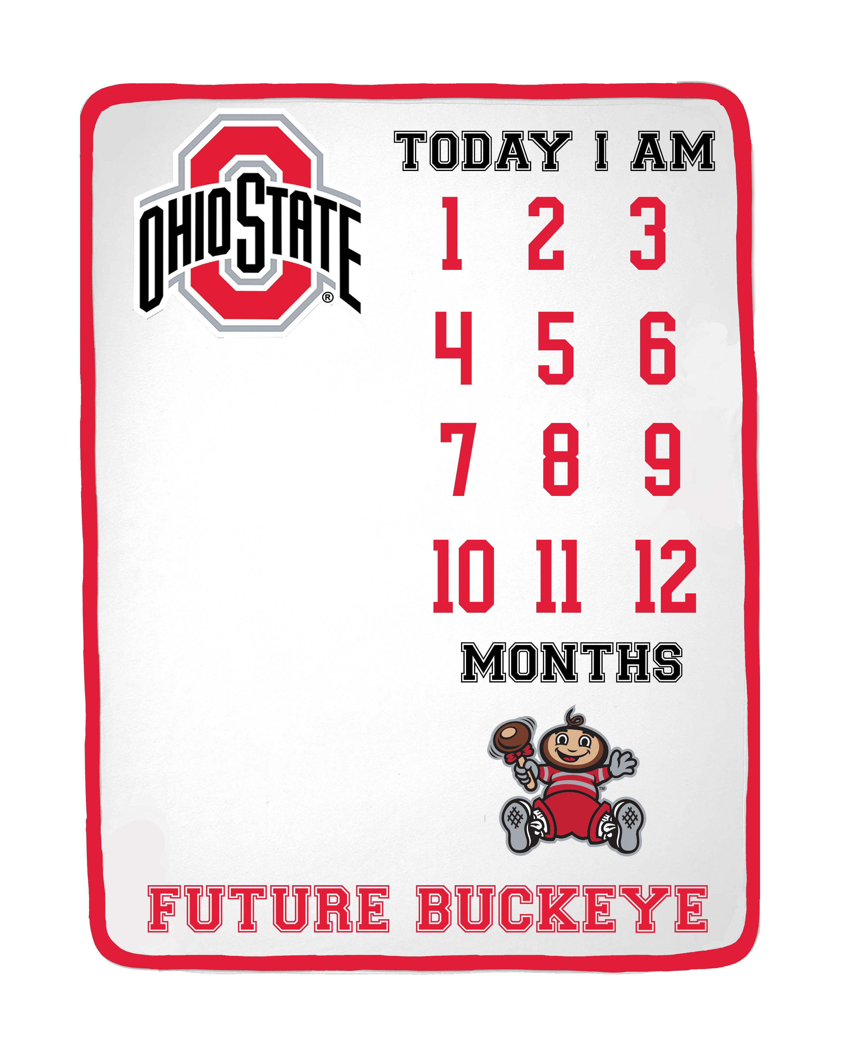 Ohio State Buckeyes Baby Milestone Blanket