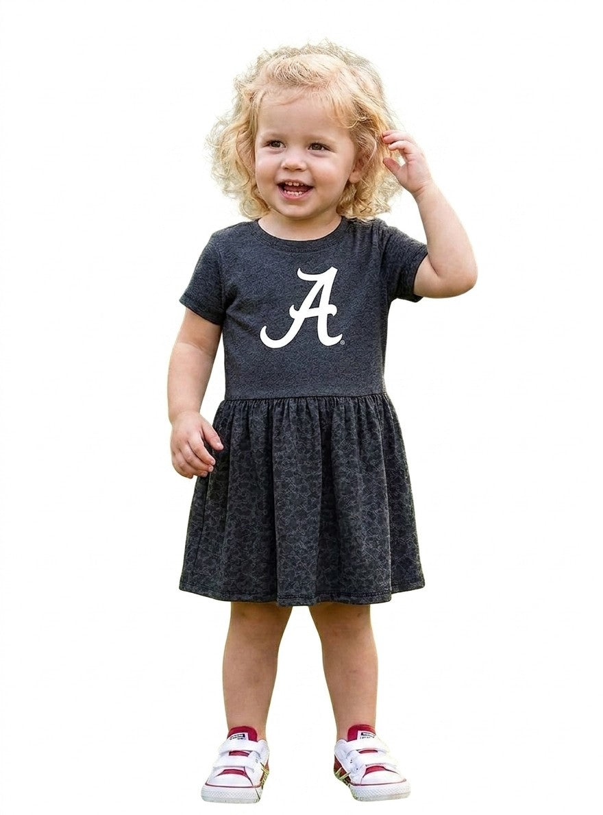 Alabama Crimson Tide Toddler Dress - Smoke/Black Leopard
