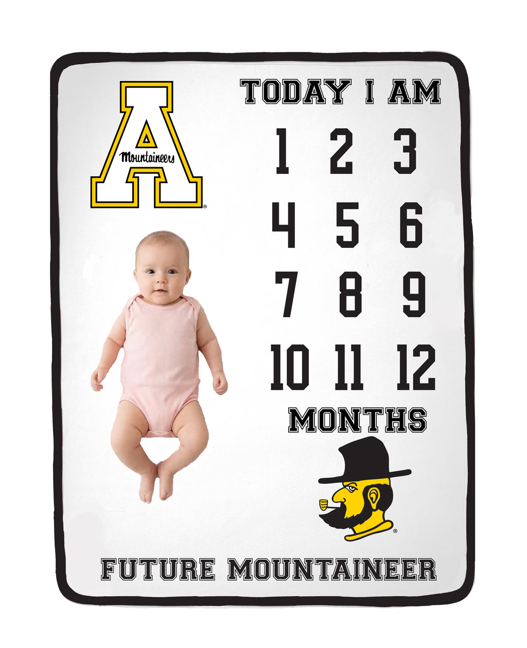 Appalachian State Mountaineers Baby Milestone Blanket
