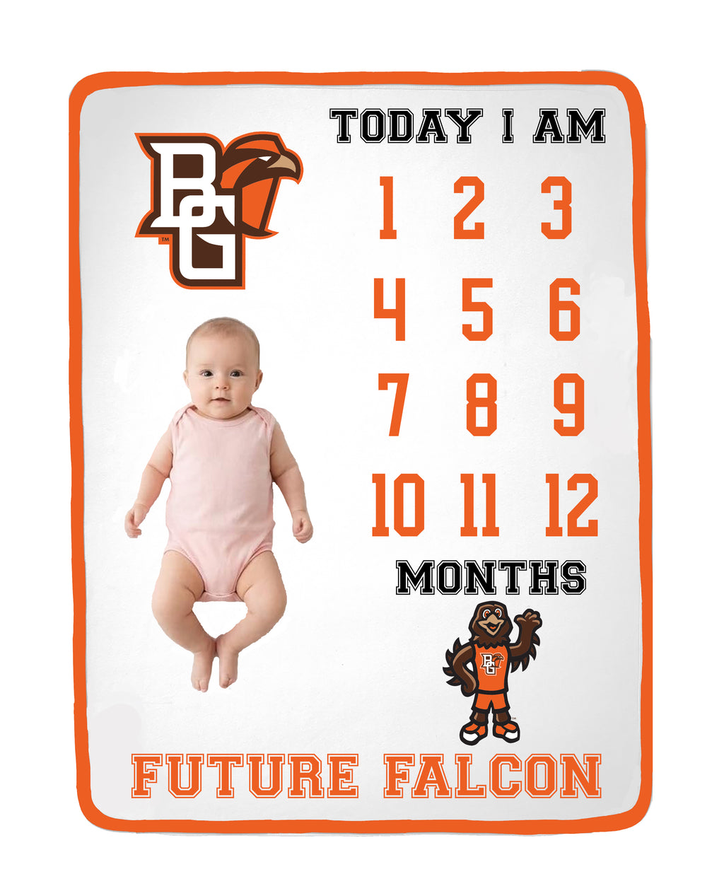 Bowling Green St. Falcons Baby Milestone Blanket