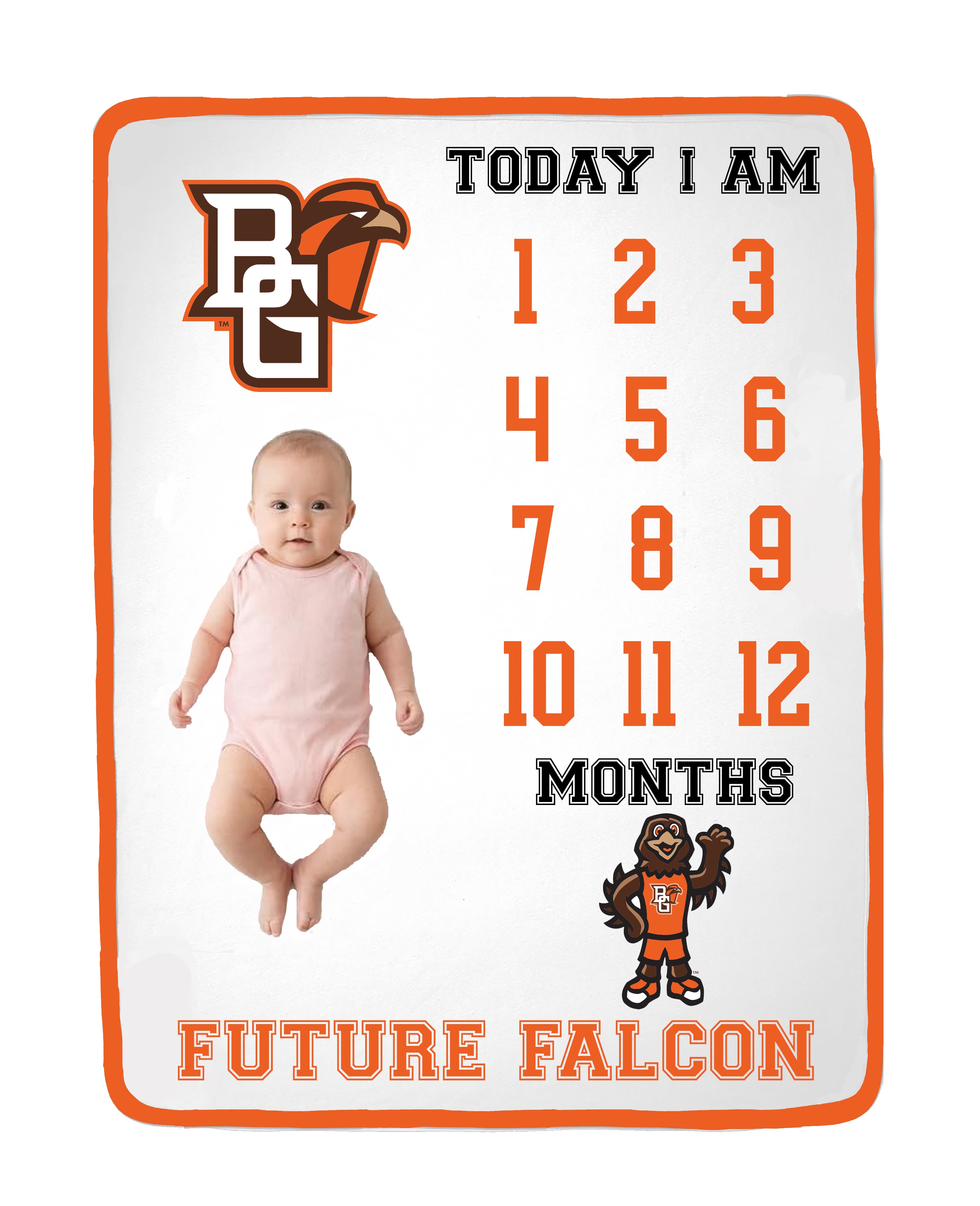 Bowling Green St. Falcons Baby Milestone Blanket