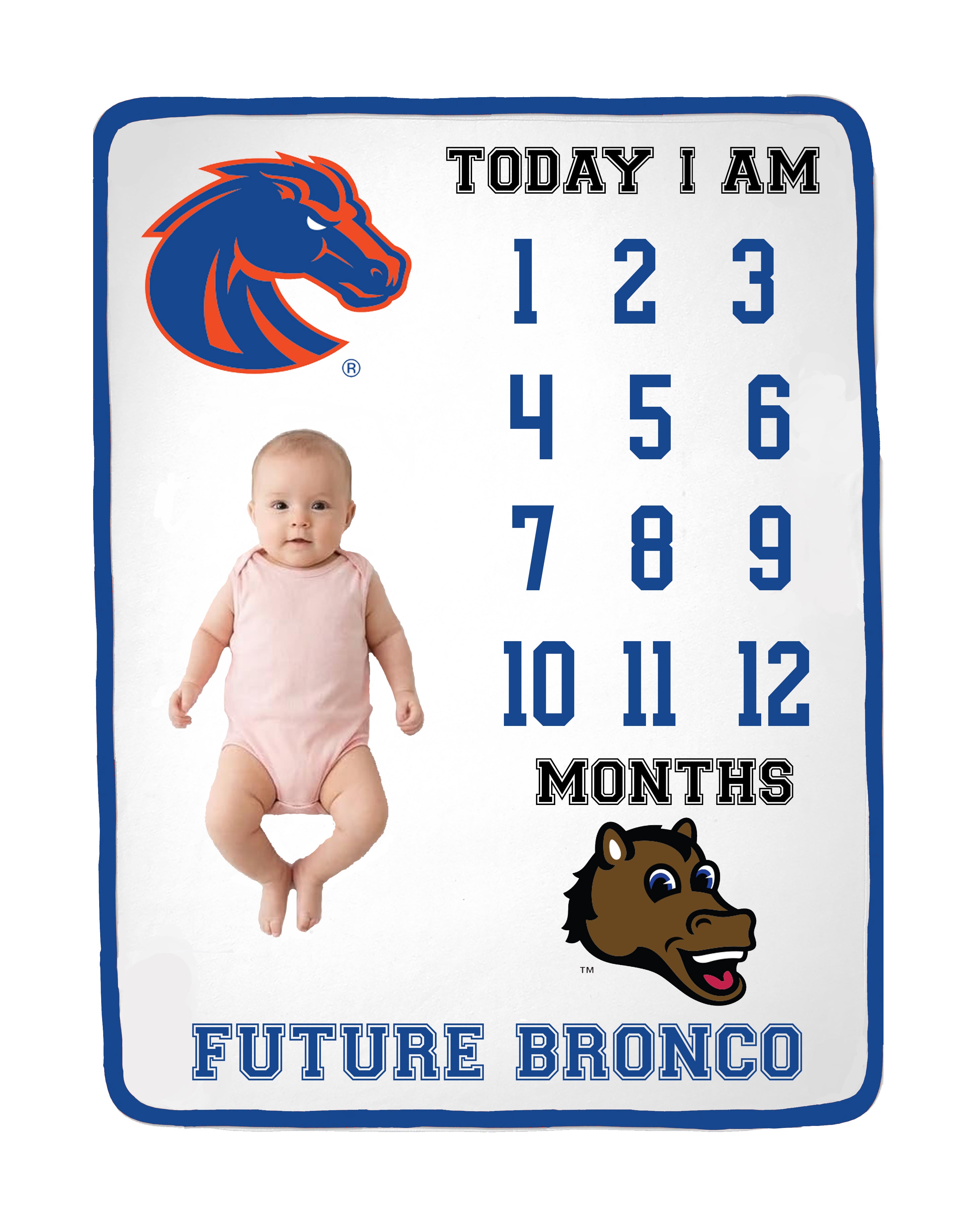 Boise State Broncos Baby Milestone Blanket