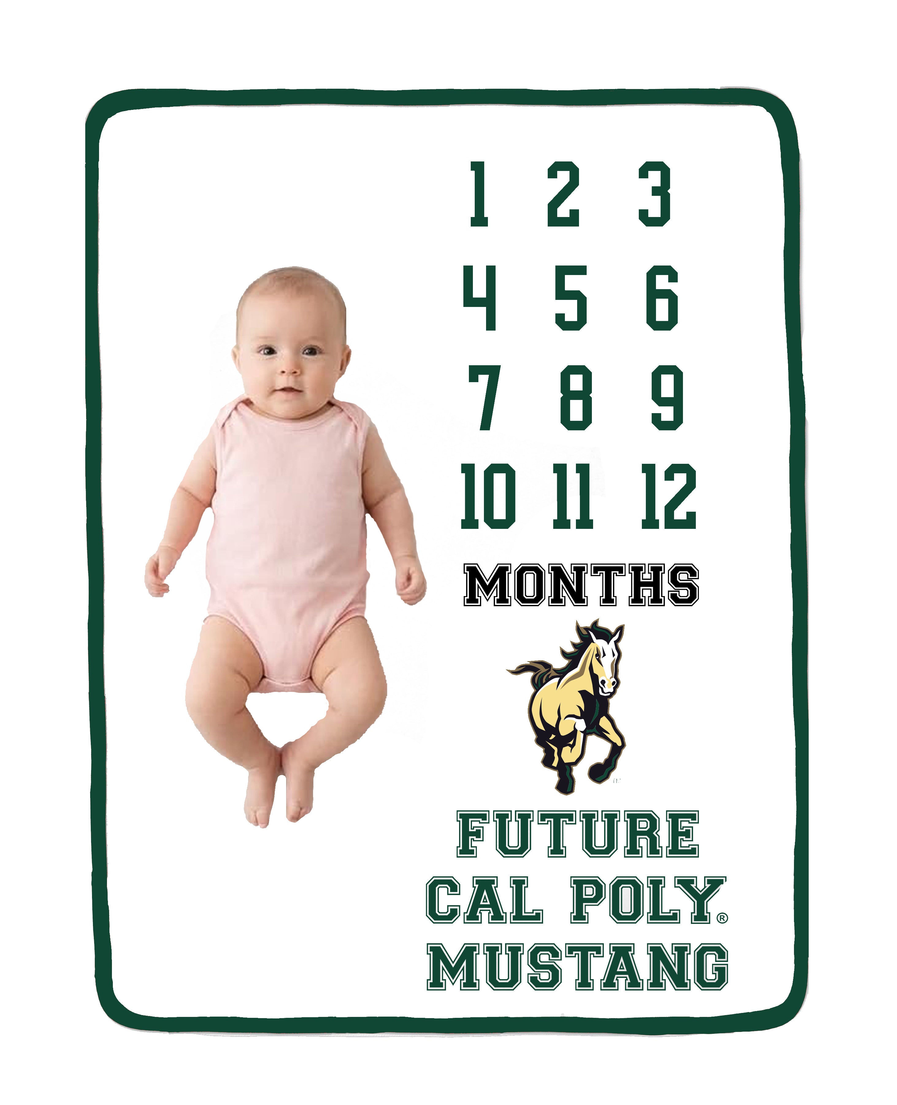 Cal Poly Mustangs Baby Milestone Blanket