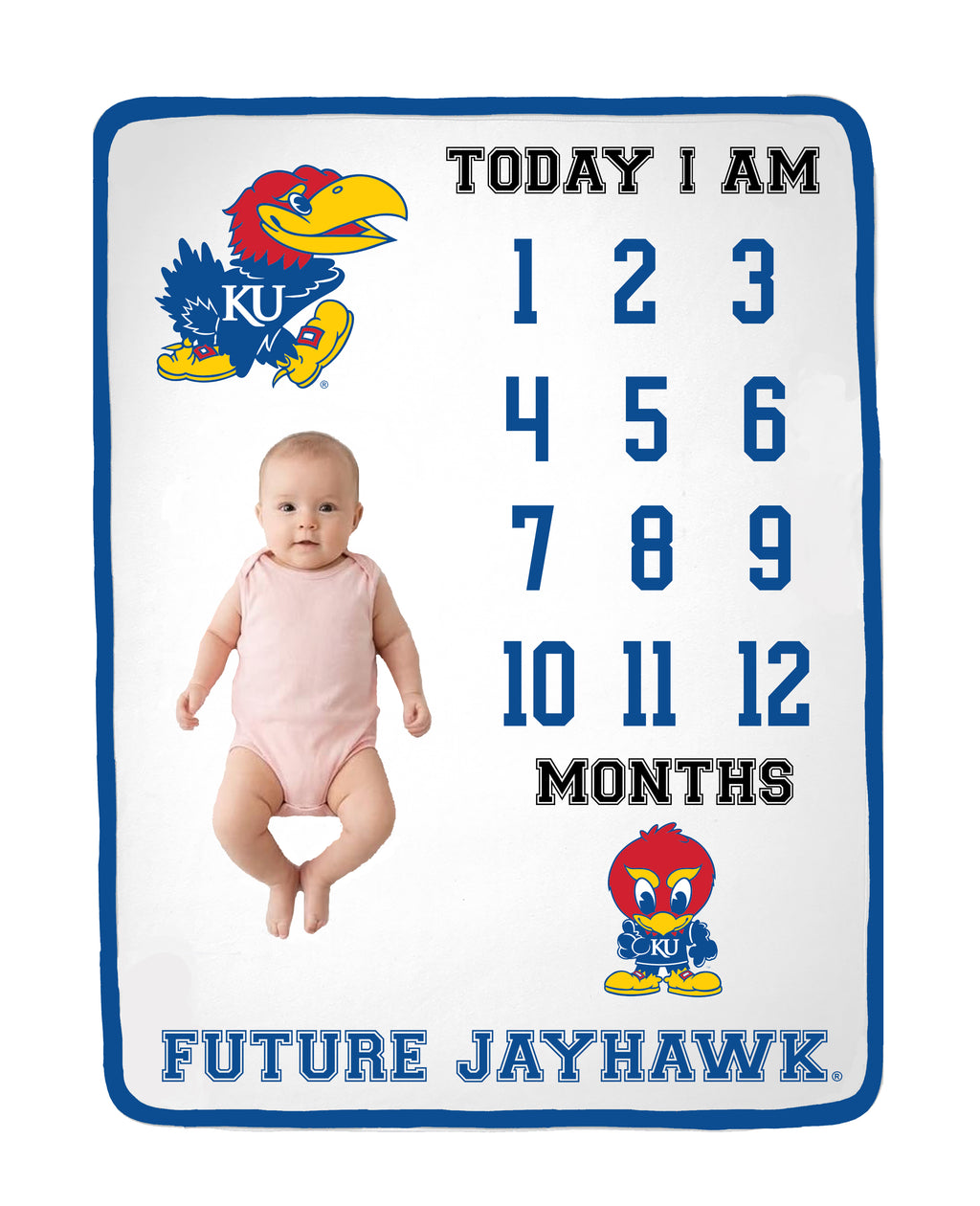 Kansas Jayhawks Baby Milestone Blanket