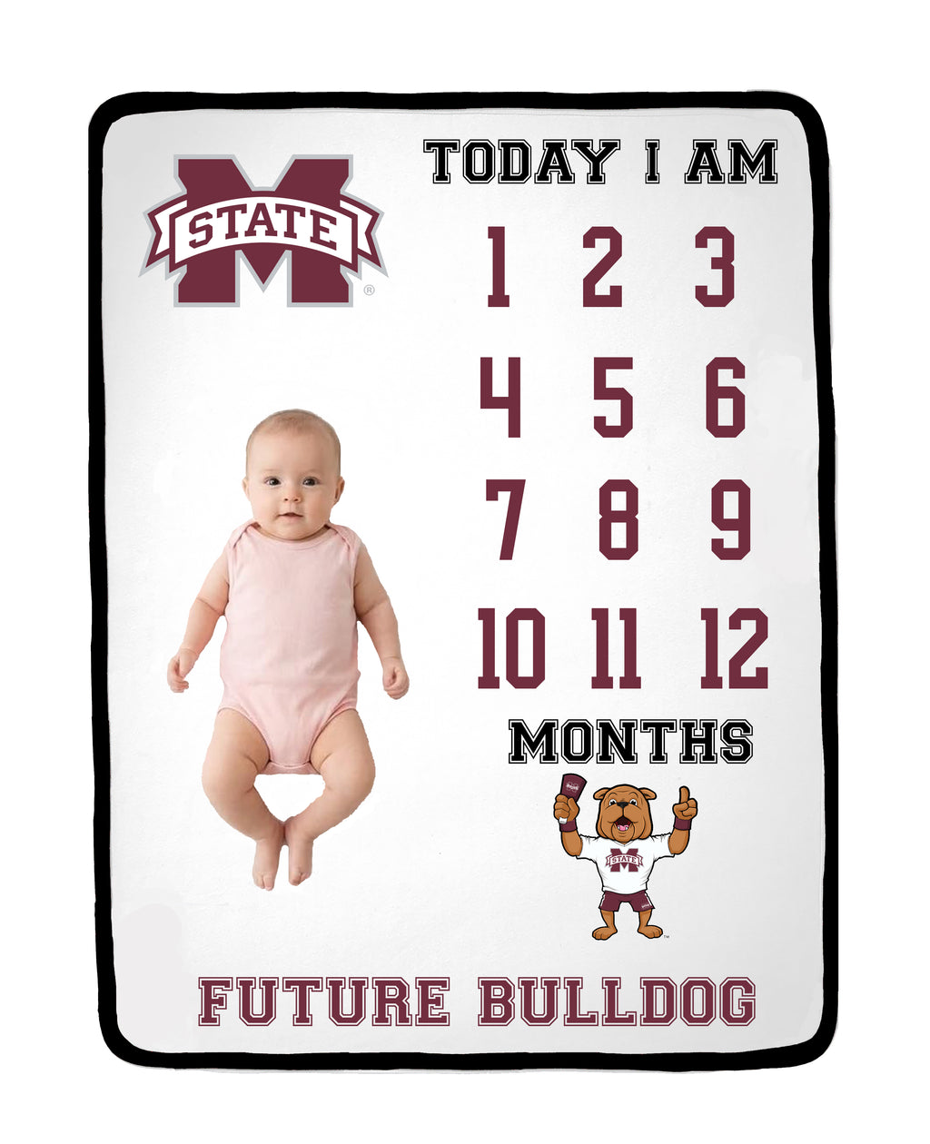Mississippi State Bulldogs Baby Milestone Blanket
