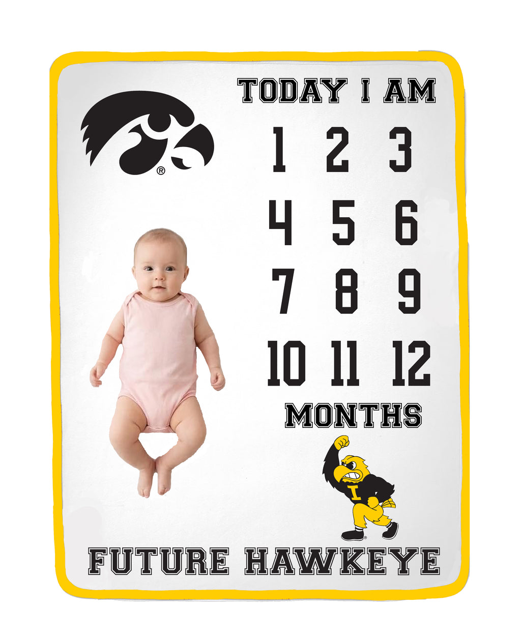 Iowa Hawkeyes Baby Milestone Blanket