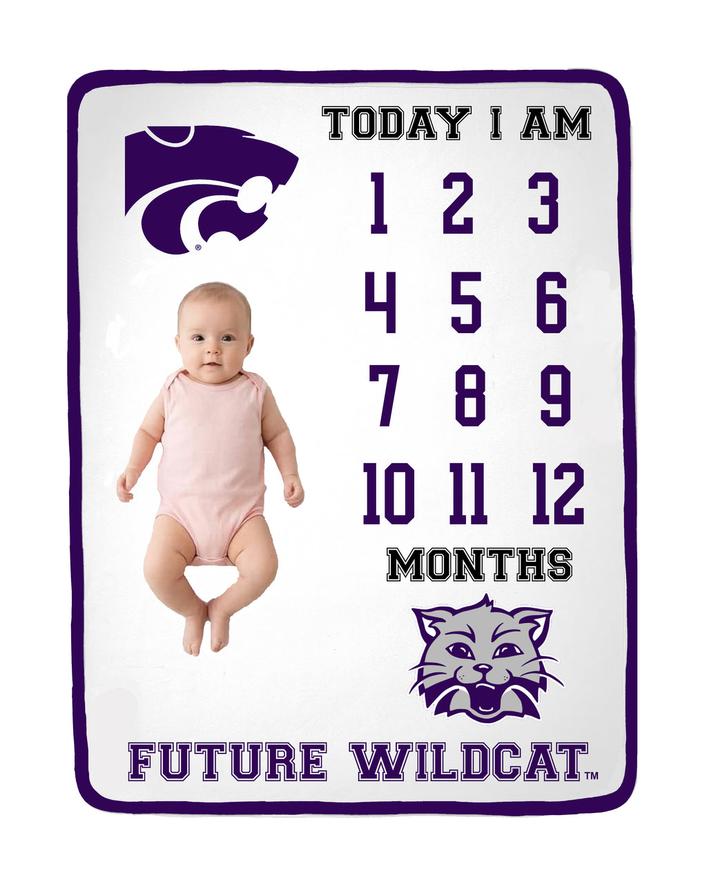Kansas State Wildcats Baby Milestone Blanket