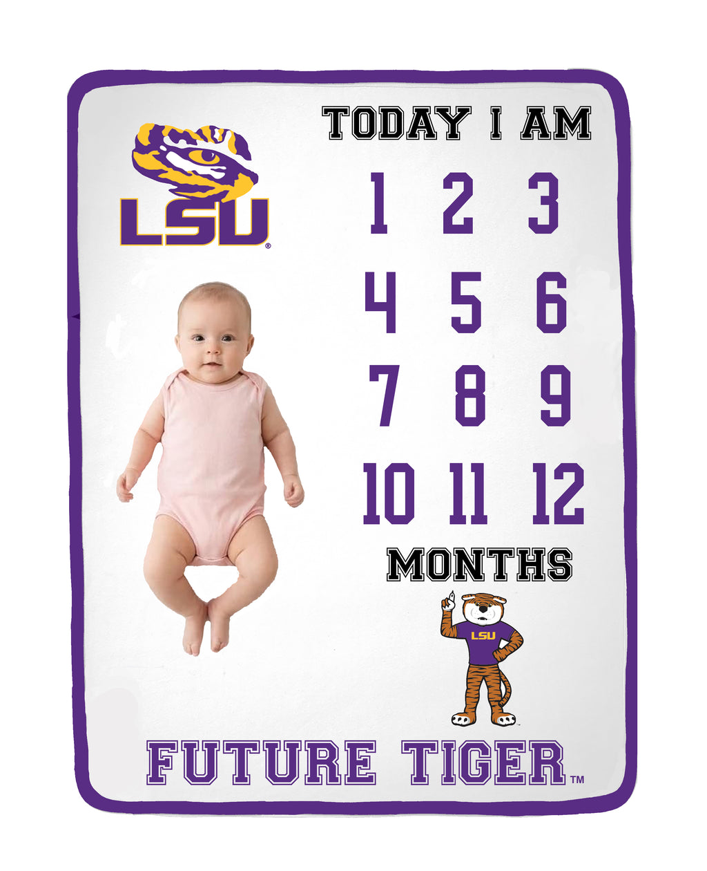 LSU Tigers Baby Milestone Blanket