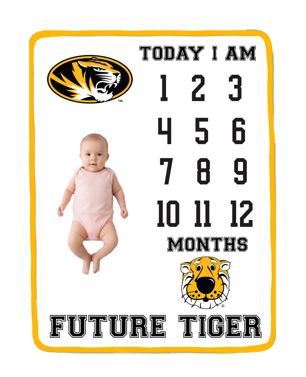 Missouri Tigers Baby Milestone Blanket