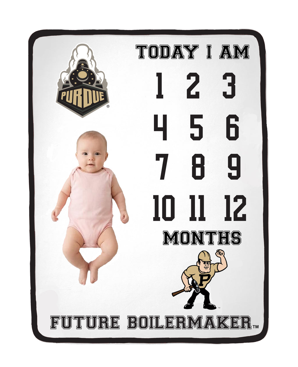 Purdue Boilermakers Baby Milestone Blanket