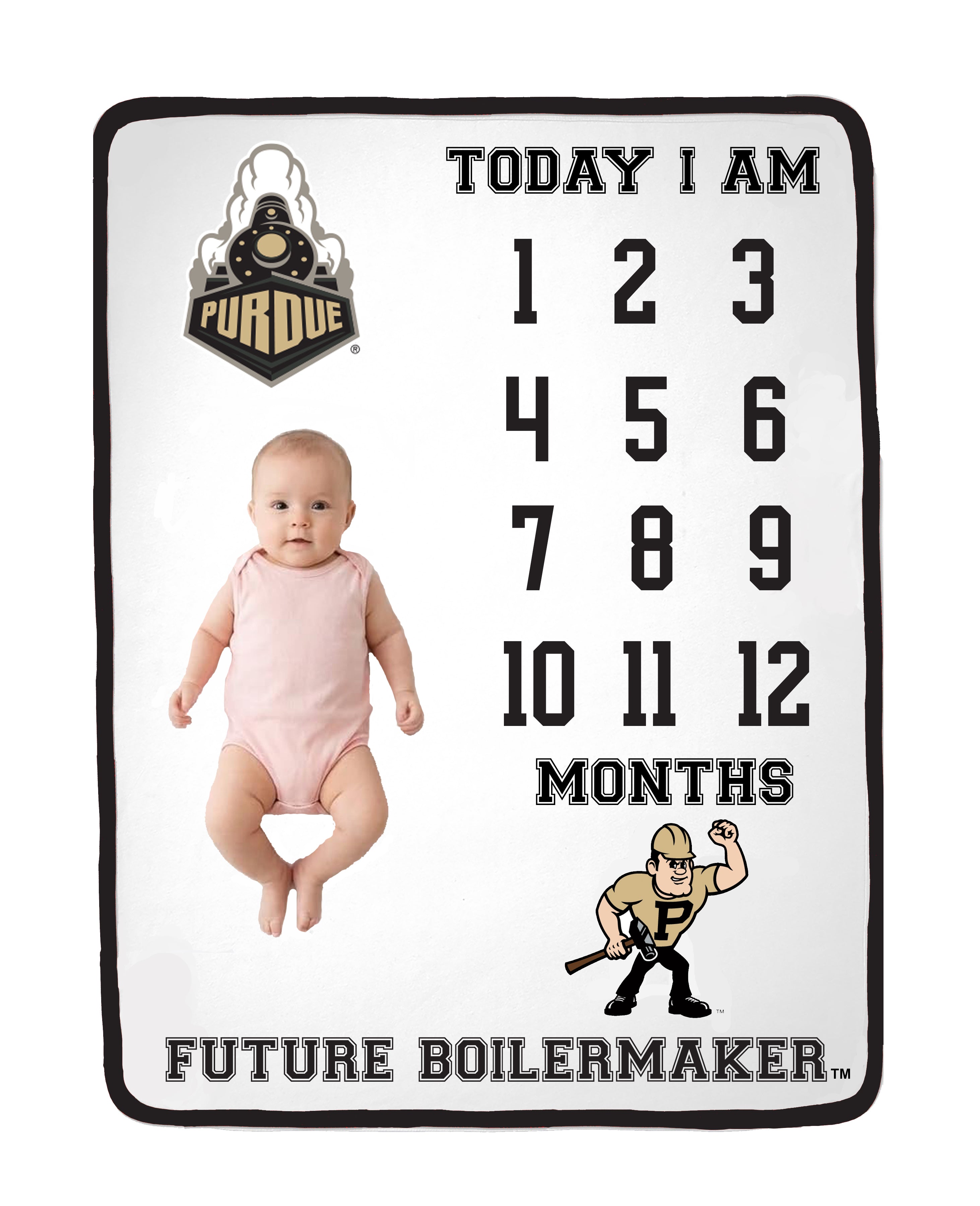 Purdue Boilermakers Baby Milestone Blanket