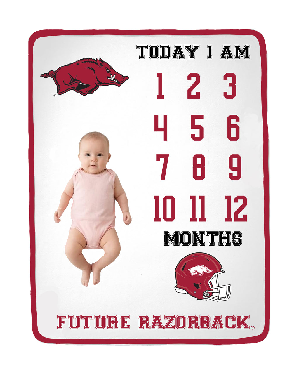 Arkansas Razorbacks Baby Milestone Blanket