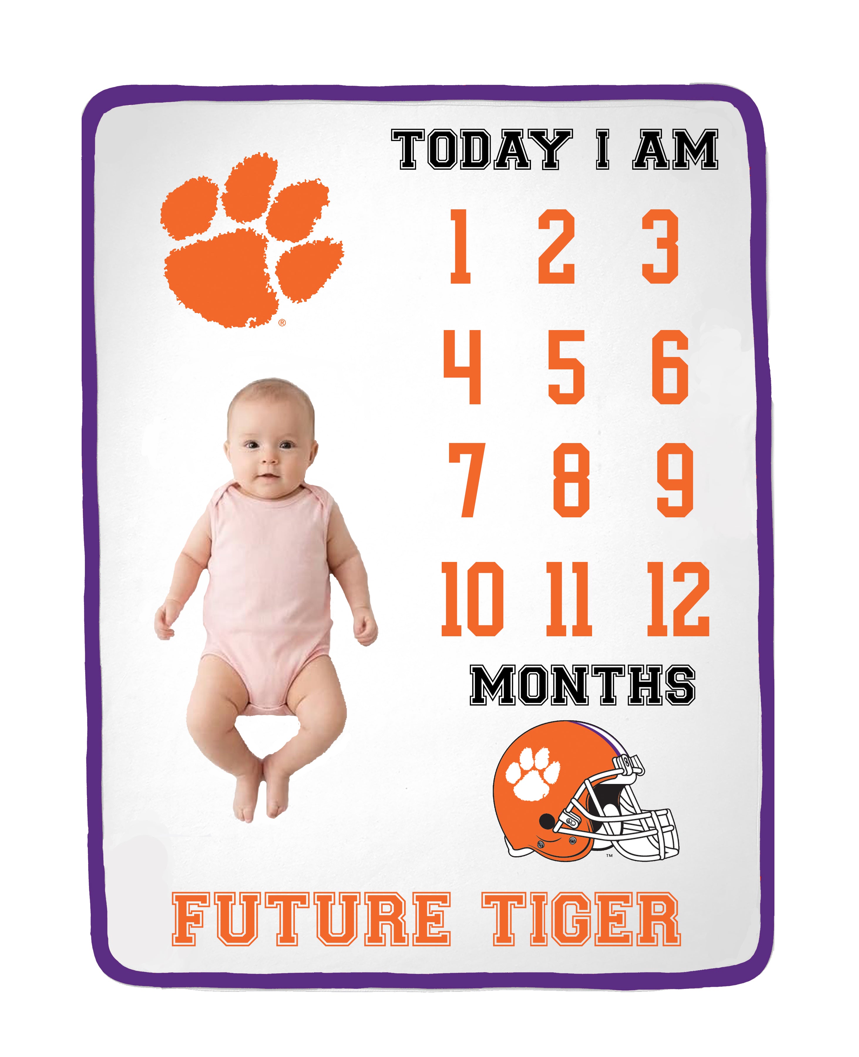 Clemson Tigers Baby Milestone Blanket