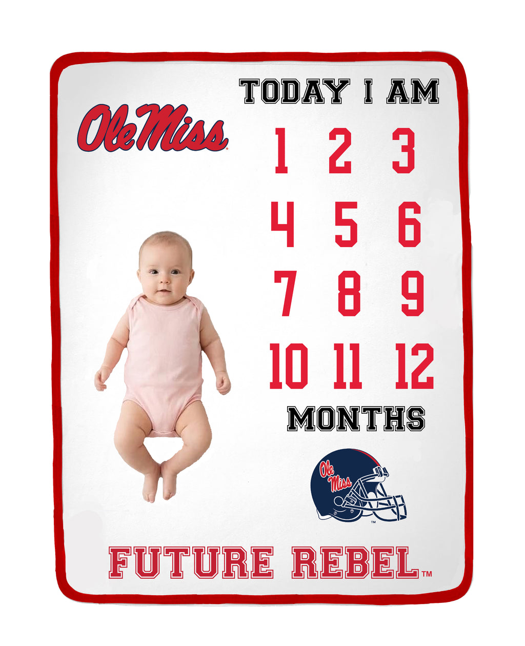 Ole Miss Rebels Baby Milestone Blanket