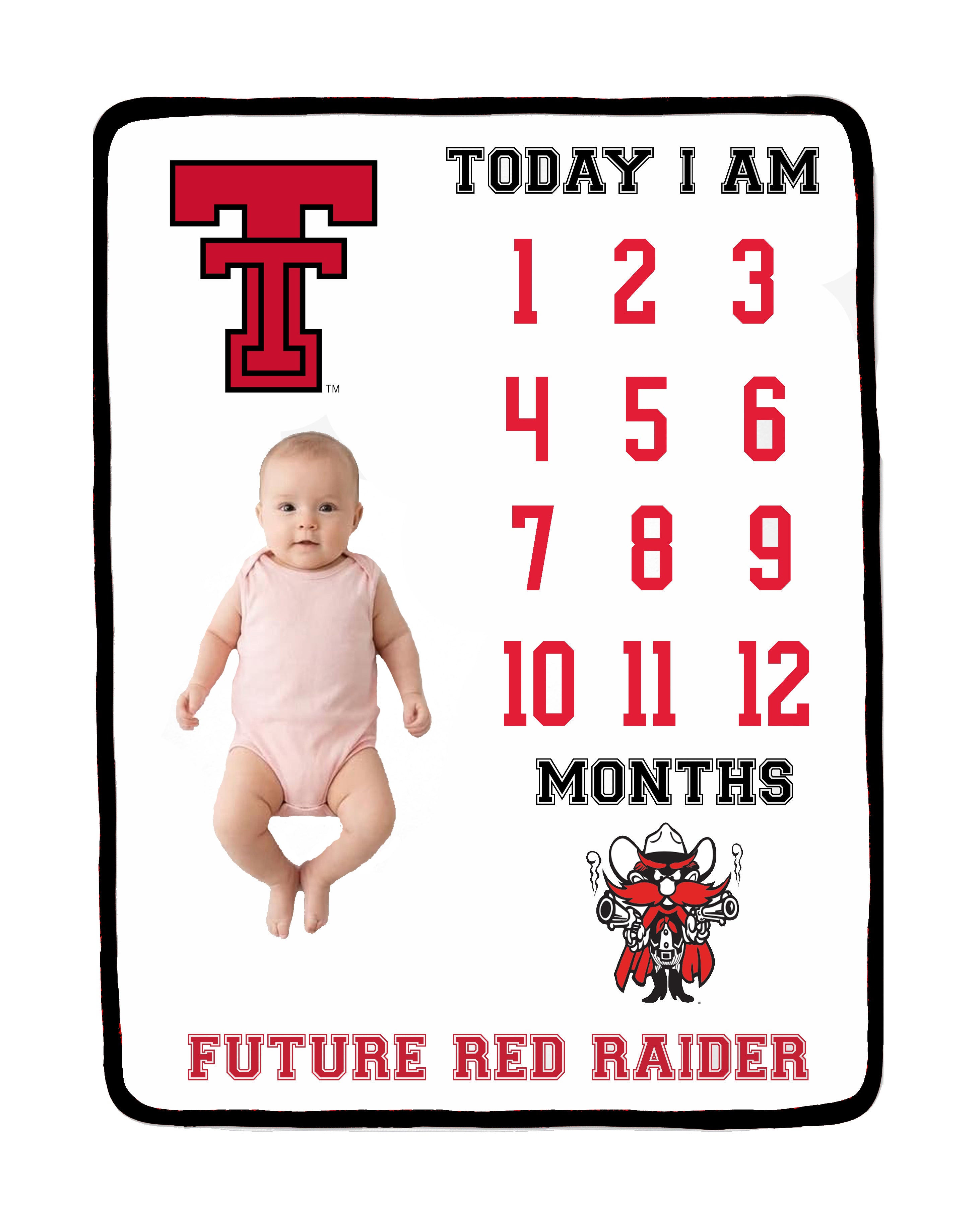 Texas Tech Red Raiders Baby Milestone Blanket