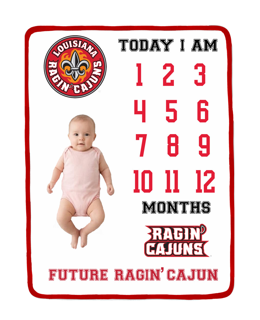 Louisiana Ragin' Cajuns Baby Milestone Blanket