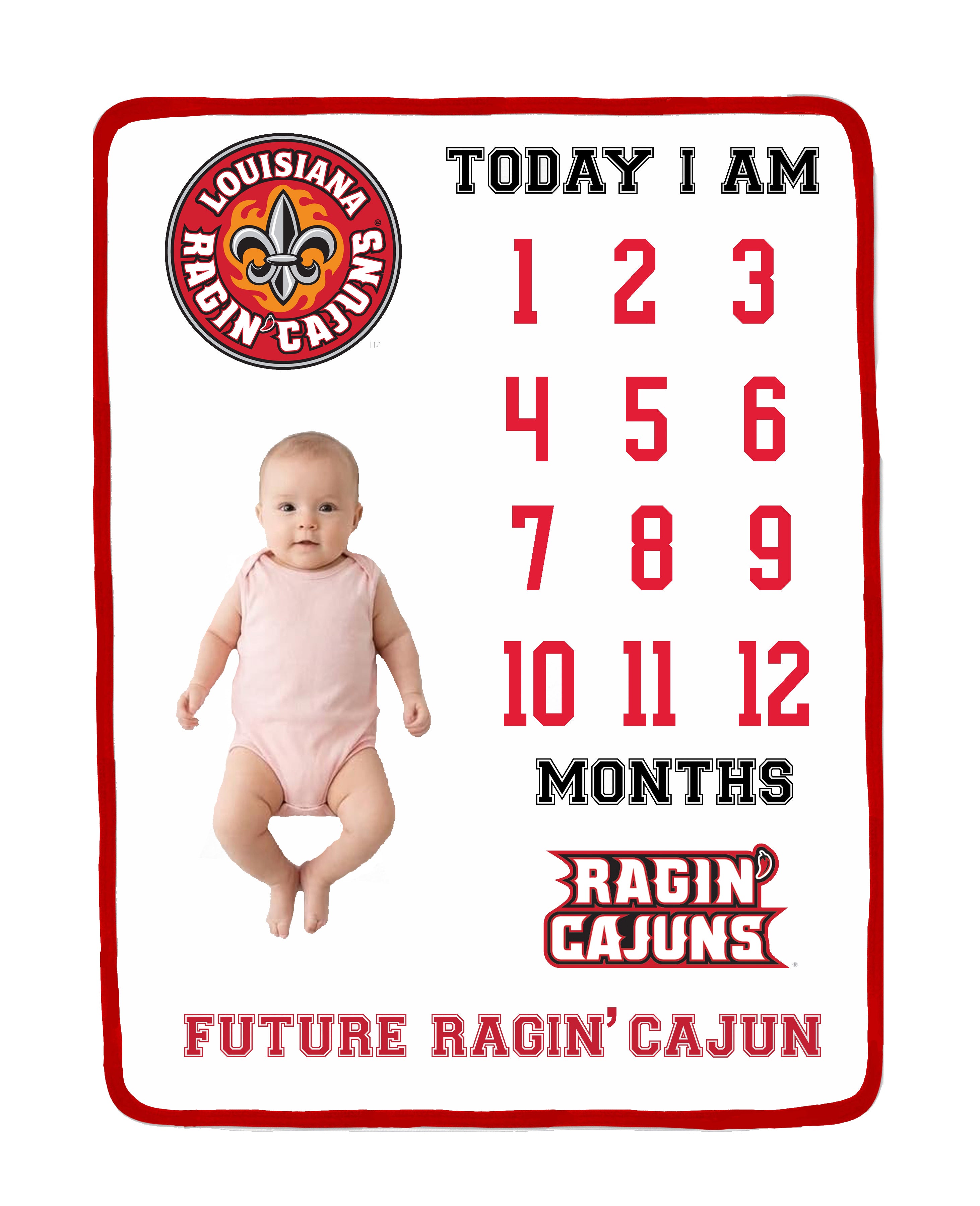 Louisiana Ragin' Cajuns Baby Milestone Blanket
