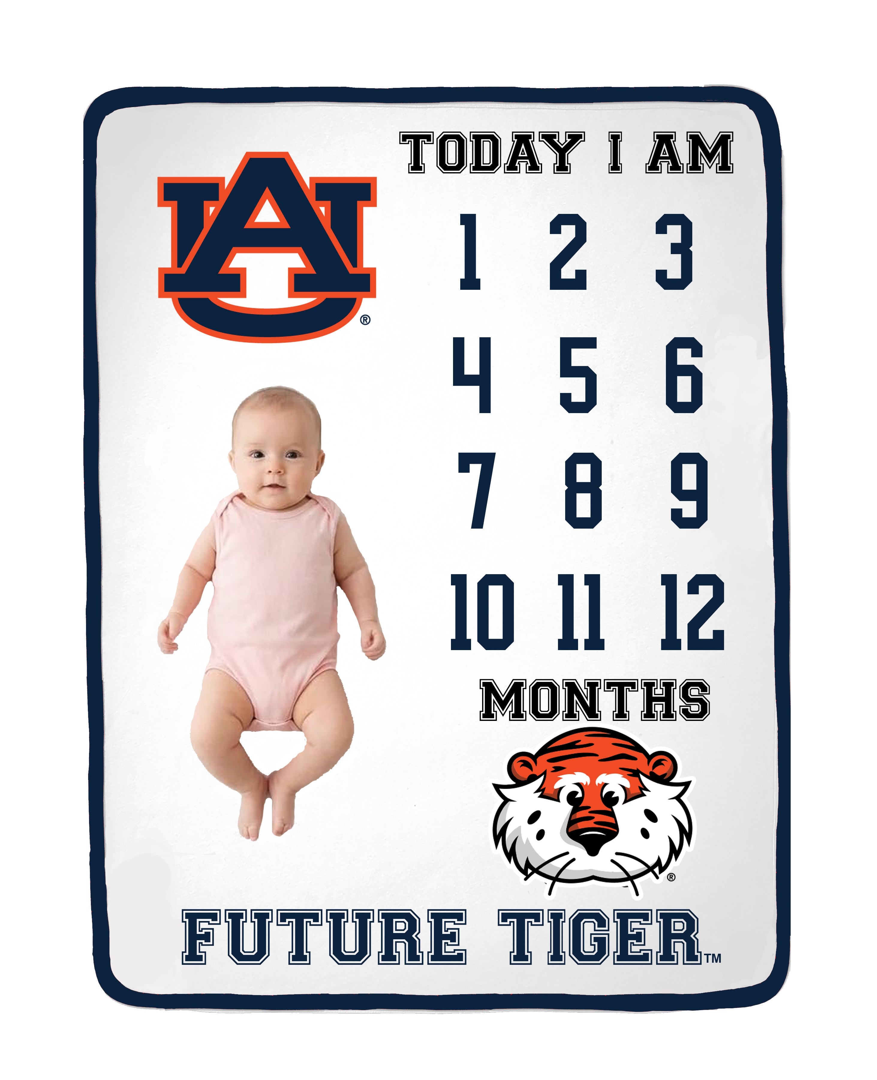 Auburn Tigers Baby Milestone Blanket