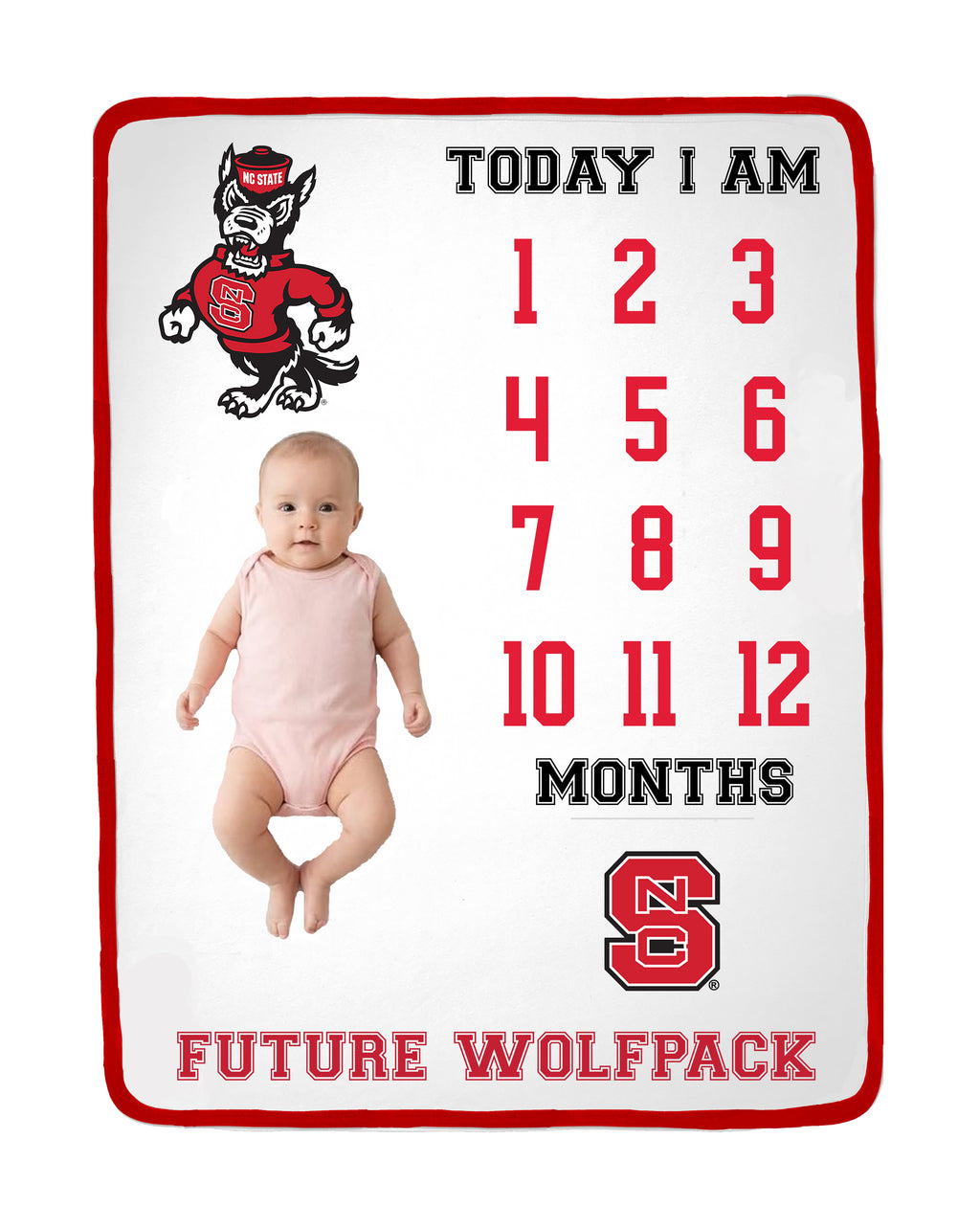 NC State Wolfpack Baby Milestone Blanket
