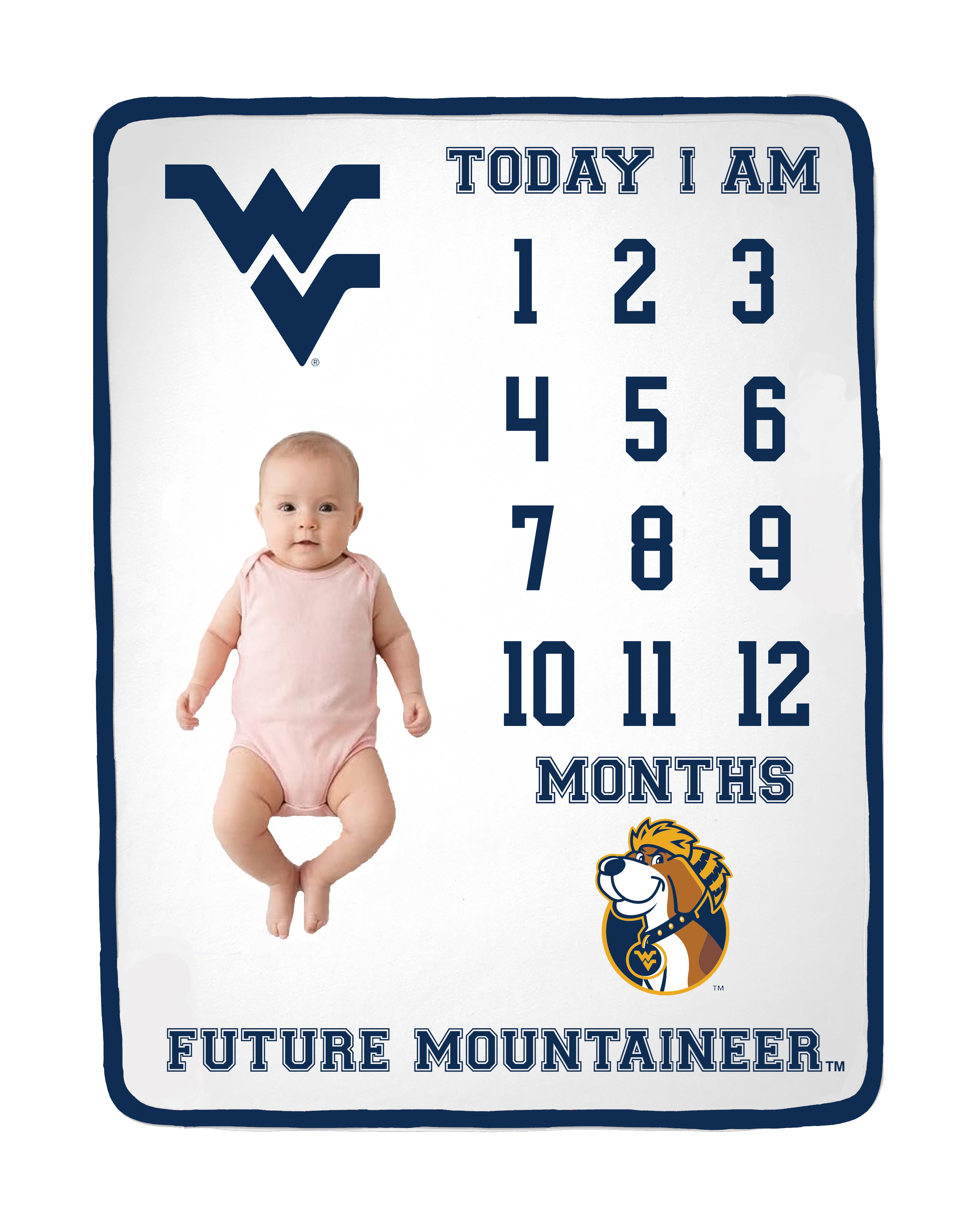 West Virginia Mountaineers Baby Milestone Blanket