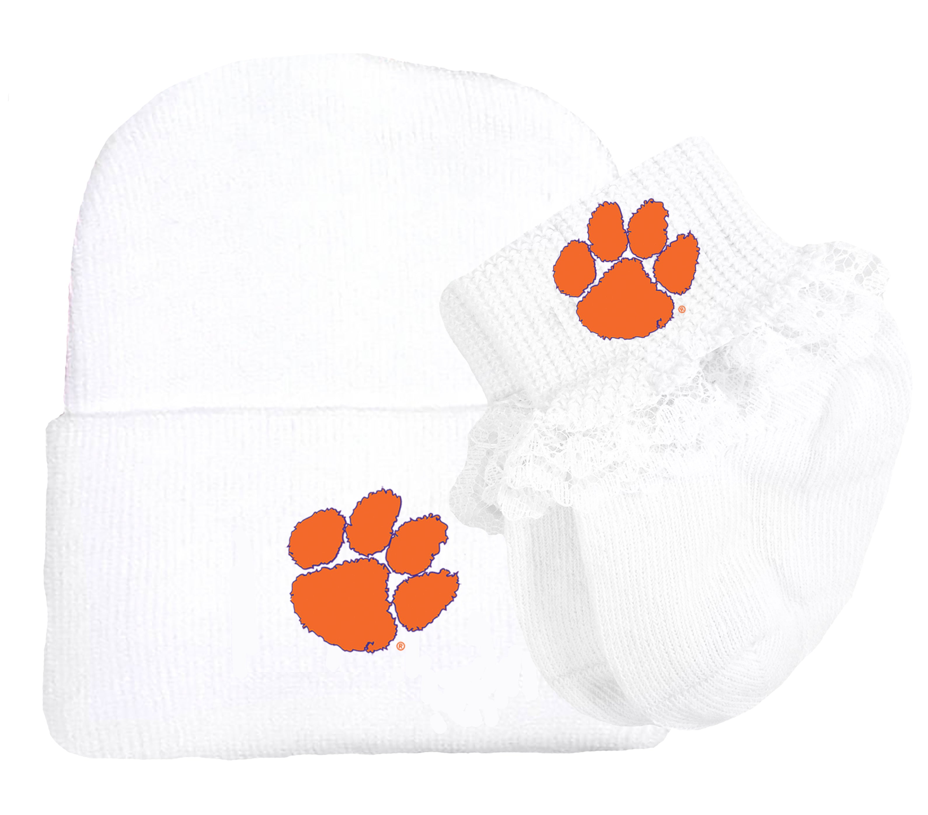 Clemson Tigers Baby Knit Cap and Socks Set