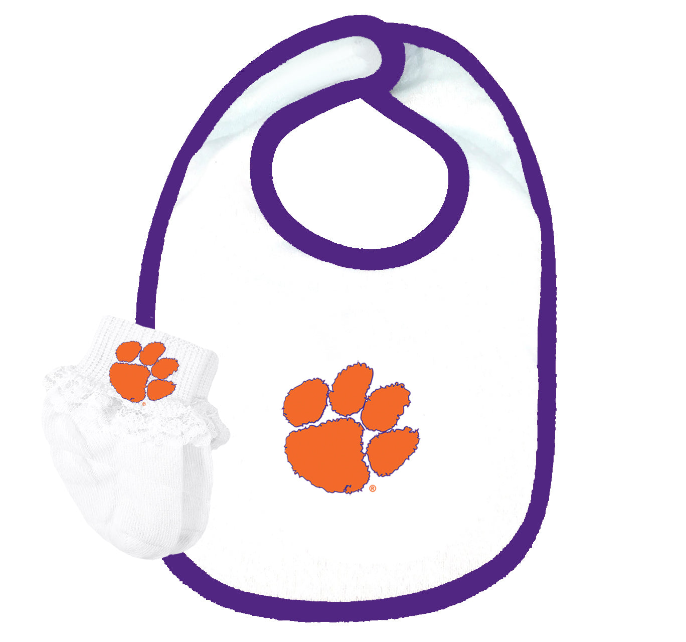 Clemson Tigers Baby Bib and Socks Set