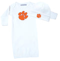Clemson Tigers LOGO Baby Layette Gown and Cap Set - White